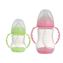 Оптовые принадлежности для кормления пластиковые детские бутылочки с широким горлышком из полипропиленовой бутылочки для кормления с ручкой